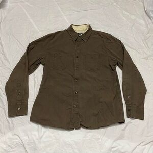 Brown long sleeve button up shirt